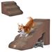 Gymax 22 & 11 High Soft Pet Ramp Foam Pet Stairs Set with 5-Tier & 3-Tier Dog Ramps Brown