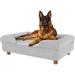 Elevated Memory Foam Bolster Dog Bed With Round Wooden Feet | Easy To Clean Removable And Machine Washable Cover | Orthopedic | Large Stone Grey