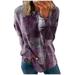 Biziza Womens Blouses Dressy Casual Fall Color Block Winter Gym Tops Women Geometric Crew Neck Women s Compression Shirts Trendy Loose Fit T-Shirts for Women Long Sleeve Pullover Long Tunic Purple L