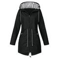 WNG Womens Rain Jacket with Hood Lightweight Long Sleeve Windbreaker Zip Up Drawstring Raincoat with Pockets