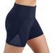 Wozhidaoke Yoga Pants Women High Waist Yoga Shorts with Side Pockets Workout Running Compression Athletic Biker Shorts Sweatpants Navy +S