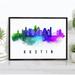 Pera Print Austin Skyline Texas Poster Austin Cityscape Painting Austin Texas Unframed Poster Texas Cityscape and Landmark Print Texas Home Office Wall Art Decor - 18x24 Inches