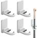 Wall Mounted Broom Holder Mop Holder Self Adhesive Mop Storage Gripper Broom Hanger Sweeping Brush Organizer Clips for Bathroom Kitchen(white)(4pcs)