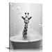 ONETECH Kids Bathroom Wall Art Cute Giraffe Bathing in Bathtub Canvas Prints Pictures Funny Animals Posters Wall Decor for Home Decoration Stretched and Framed Ready to Hang 12x16 Inch