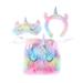 NUOLUX 3 Pcs Household Items Adorable Dreamy Colorful Unicorn Shaped Plush Beam Bag Eye Mask Hair Band for Ladies Girls