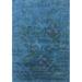 Ahgly Company Indoor Rectangle Mid-Century Modern Blue Ivy Blue Oriental Area Rugs 8 x 12