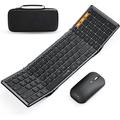 Foldable Keyboard and Mouse ProtoArc XKM01 Folding Bluetooth Keyboard Mouse Combo for Business and Travel 2.4G+Dual Bluetooth USB-C Rechargeable Full-Size Portable Keyboard for Laptop