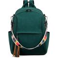 FADEON Leather Laptop Backpack Purse for Women Laptop Backpacks Designer Mutiple Pockets Ladies Shoulder Bags Green
