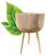 Hortico Natural Wooden House Planter with Legs GAIA Tall Indoor Plant Pot Stand for House Plants with Waterproof Liner D29 H43 cm, 7.4L