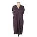 Mo V-Neck Short sleeves:Vint Casual Dress - Shift V-Neck Short sleeves: Purple Print Dresses - Women's Size Large