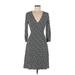 AK Anne Klein Casual Dress - A-Line V-Neck 3/4 sleeves: Black Dresses - Women's Size Medium Petite