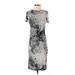 Zara Casual Dress - Sheath High Neck Short sleeves: Gray Print Dresses - Women's Size Small