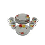 Three Star Im/Ex Inc. Dinnerware Set - Service for 4 w/ Floral Rose Accents in Red/White/Yellow | Wayfair YL6010