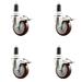 Service Caster Poly Swivel Expanding Stem Caster Set Lock Brake, Stainless Steel | 4 H x 4 W x 8 D in | Wayfair SCC-SS316TTLEX20S414-PPUB-RED-138-4