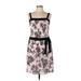 Ann Taylor LOFT Outlet Cocktail Dress - A-Line Square Sleeveless: Pink Print Dresses - Women's Size 10 Petite