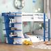 Sunside Sails Shepha Twin Over Twin Bunk Bed in Blue/White | 55.1 H x 42.4 W x 100 D in | Wayfair 96E0FC78E4BD4E0EA389448AE1A407FF