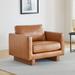 Armchair - Wade Logan® Burgohy Full Top Grain Armchair Wood/Leather/Genuine Leather in Brown | 32.7 H x 40.9 W x 35.4 D in | Wayfair
