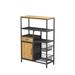 17 Stories Normunds Sideboard Bookshelf Storage Rack, w/ Drawer Cabinet & Two Storage Baskets Wire/Metal in Brown/Gray | Wayfair