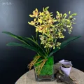 SunMade High-end 2 forchette Spring Melody orchidee con foglie verdi fiori artificiali di seta