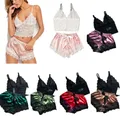 1 Set Women's Sexy Fashion Casual Lace Sleepwear Lingerie Tops Shorts Set Ladies Erotic Babydoll