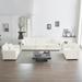 White Sofa Set of 3, Chenille Sectional Lounge Loveseat w/ Accent Chair