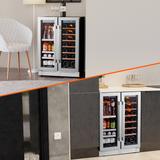 Ca'Lefort 24 in. 20-Bottles and 60 Cans Beverage Wine Cooler Dual Zone Refrigerator Built-in or Freestanding French Door Fridge