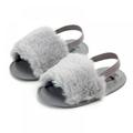 Girls Slippers - Plush Slip-On - Fur Sandals - Kids Slippers Non-Slip Open Toe Shoes - Toddler for House Flat Indoor Outdoor