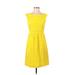 J.Crew Casual Dress - A-Line Crew Neck Sleeveless: Yellow Print Dresses - Women's Size 4