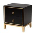 Donald Modern Glam And Luxe 2-Drawer End Table by Baxton Studio in Black Gold
