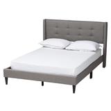 Casol Mid-Century Modern Transitional Upholstered Platform Bed by Baxton Studio in Grey (Size FULL)