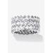 Women's 9.66 Tcw Cubic Zirconia Baguette Chevron Ring In Platinum-Plated Sterling Silver by PalmBeach Jewelry in Silver (Size 10)