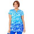 Plus Size Women's Chlorine Resistant Swim Tunic by Swimsuits For All in Ombre Blue Palm (Size 40)