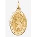 Men's Big & Tall Oval St. Christopher Embossed 10K Yellow Gold Charm Pendant (1") by PalmBeach Jewelry in Gold