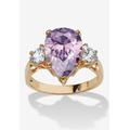 Women's 6.41Tcw Purple Pear-Shaped Cubic Zirconia Ring Yellow Gold-Plated by PalmBeach Jewelry in Purple (Size 10)