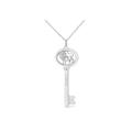 Women's Sterling Silver Diamond Accent Leo Zodiac Key Pendant Necklace by Haus of Brilliance in White