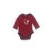 Carter's Long Sleeve Onesie: Red Print Bottoms - Size 3 Month
