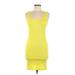 Shein Casual Dress - Bodycon Scoop Neck Sleeveless: Yellow Solid Dresses - Women's Size 6