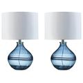 Signature Design by Ashley Lemmitt Crystal/Glass/Metal Table Lamp Glass/Metal/Fabric/Crystal in Blue | 21.5 H x 14 W x 14 D in | Wayfair PKG014165