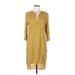 H&M Casual Dress - Shift Plunge 3/4 sleeves: Yellow Print Dresses - Women's Size 6