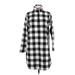 Lands' End Casual Dress - Shift Collared 3/4 sleeves: Black Checkered/Gingham Dresses - Women's Size Medium Petite