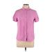 Uniqlo Short Sleeve Button Down Shirt: Pink Tops - Women's Size Large