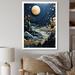 Latitude Run® Gold Blue Uranus Moonlight Mirage III Framed On Canvas Print Plastic | 44 H x 34 W x 1.5 D in | Wayfair