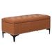 Mercer41 Riniyah Faux Leather Upholstered Storage Bench Faux Leather/Solid + Manufactured Wood/Wood/Leather in Black/Brown | Wayfair