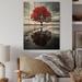 Latitude Run® Monochrome Red & Grey Tree Solitude II - Landscape Trees Print on Natural Pine Wood in Brown | 20 H x 10 W x 0.78 D in | Wayfair