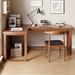 Corrigan Studio® Hayfa 2 Piece Solid Wood L-Shaped Desk & Chair Set Office Set w/ Chair Wood in Brown | Wayfair 0F8875AE2B4A40EEB439E8A0C9547509