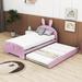 Zoomie Kids Alajah Wood Twin Size Platform Bed w/ Trundle Wood in Pink | 41 H x 81.5 W x 74 D in | Wayfair 292FFF5BCFA641308F923B3F4D1C17CD