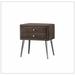 Everly Quinn Qwanell Manufactured Wood Nightstand Wood/Upholstered in Brown/Gray | 24.02 H x 22.44 W x 16.14 D in | Wayfair