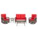 Red Barrel Studio® Aaleeya 4 - Person Outdoor Seating Group w/ Cushions redSynthetic Wicker/All - Weather Wicker/Wicker/Rattan | Wayfair