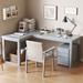 Latitude Run® Karha 3 Piece Solid Wood L-Shaped Desk & Chair Set Office Set w/ Chair Wood in Gray | Wayfair 44E08E669BCE4C20BD5A8985755AA3FC