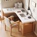 Latitude Run® Karha 3 Piece Solid Wood L-Shaped Desk & Chair Set Office Set w/ Chair Wood in White/Brown | Wayfair 7F6BDC30D46D4CEB87FD020ECC089176